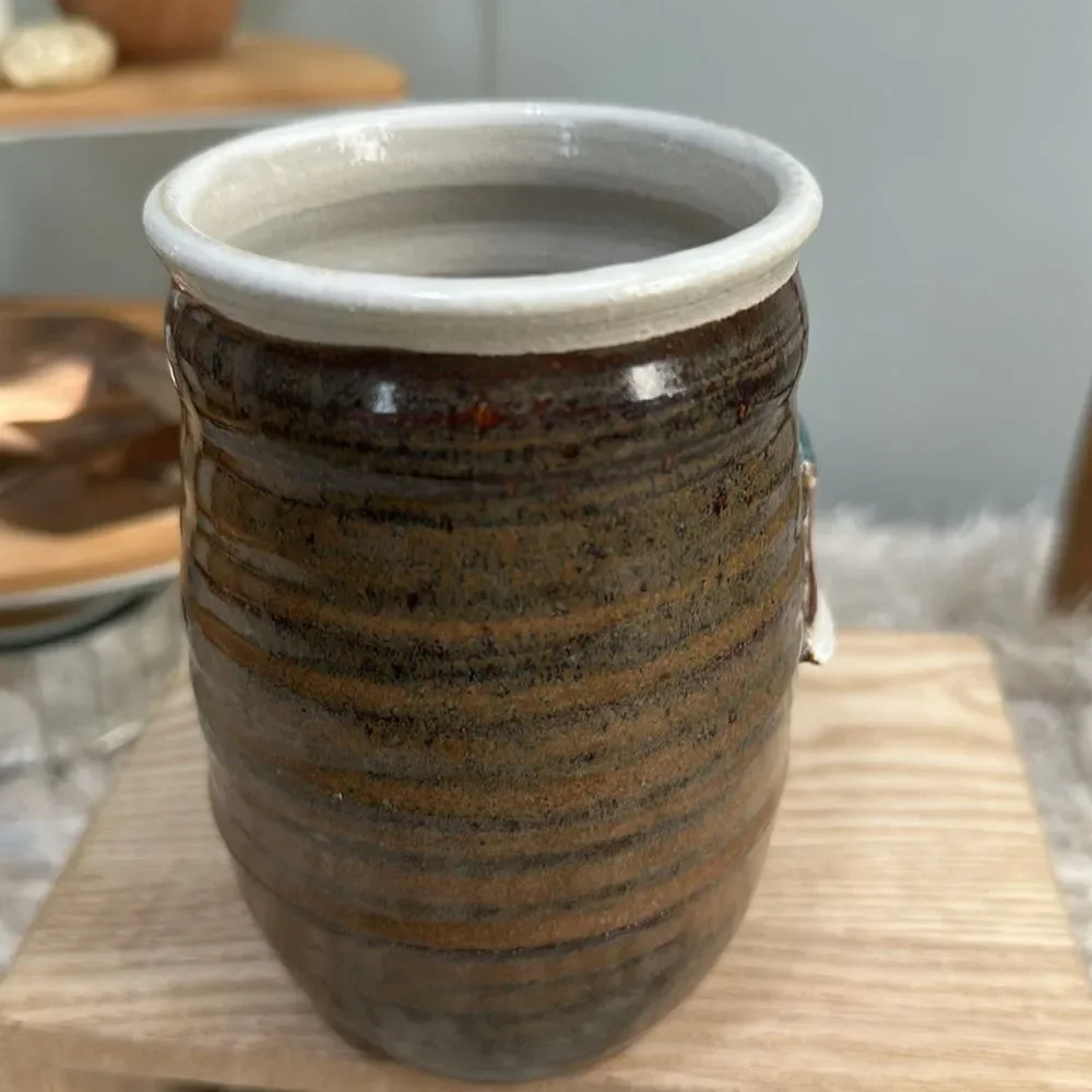 Handmade Mallard & Cattails Pottery Stoneware Coffee Tea Mug‎ Artist Stamped
